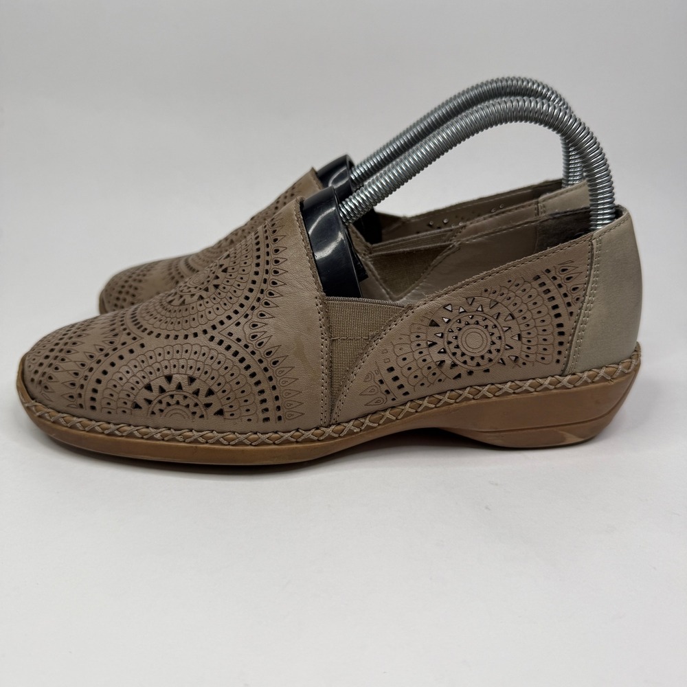 Rieker‎ Doris 95 Slip On Loafer Shoes Womens 38 7.5 Taupe Leather 41395